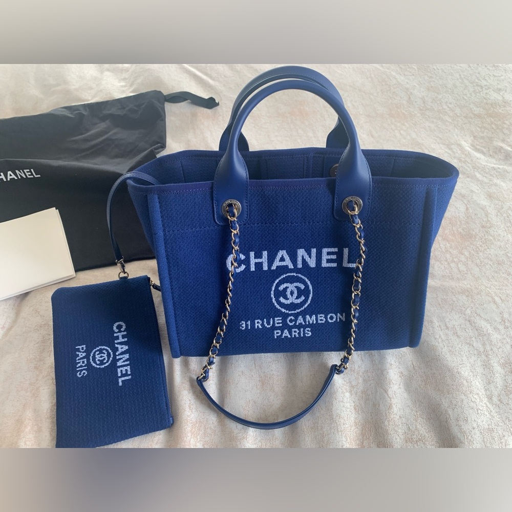 Chanel Deauville Blue Tote Gold Hardware Small  2023/2024 Season CURRENT NEW